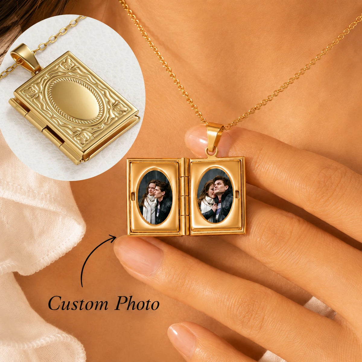 Personalized Photo Locket Necklace | Custom Heart Pendant
