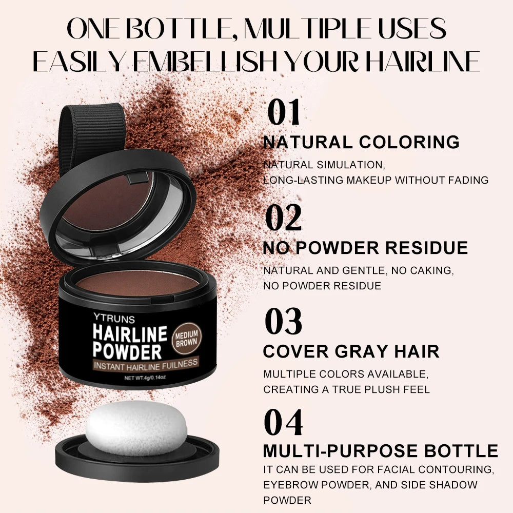 YTRUNS Hairline Powder Medium Brown – Root Touch Up, 4g