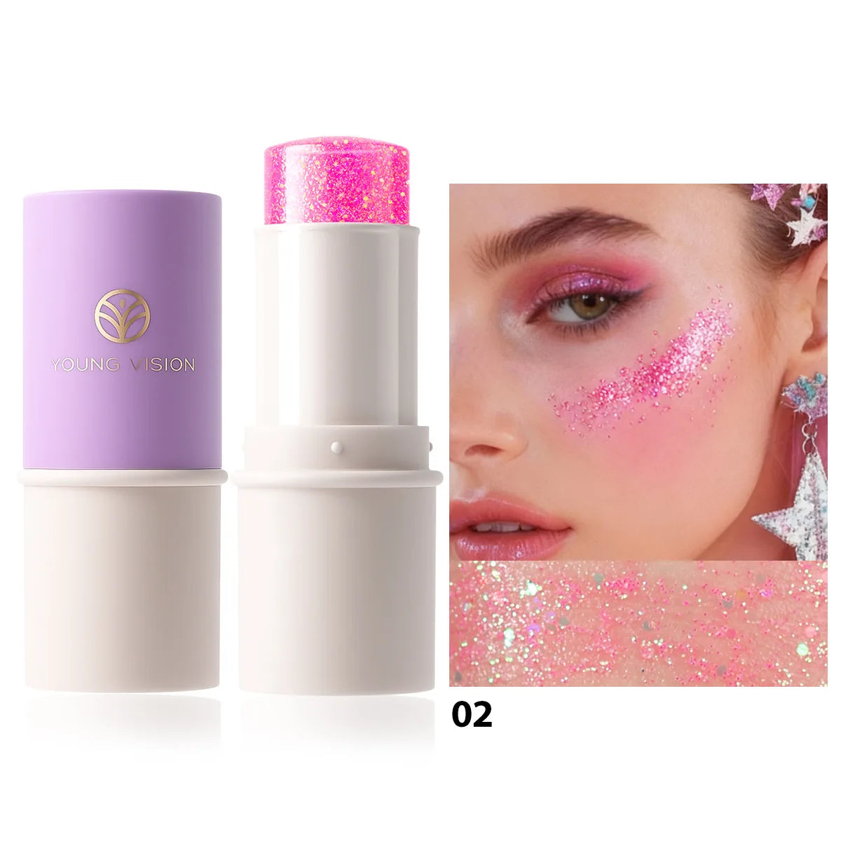 7-Color Face & Body Glitter Stick – Festival & Stage Makeup