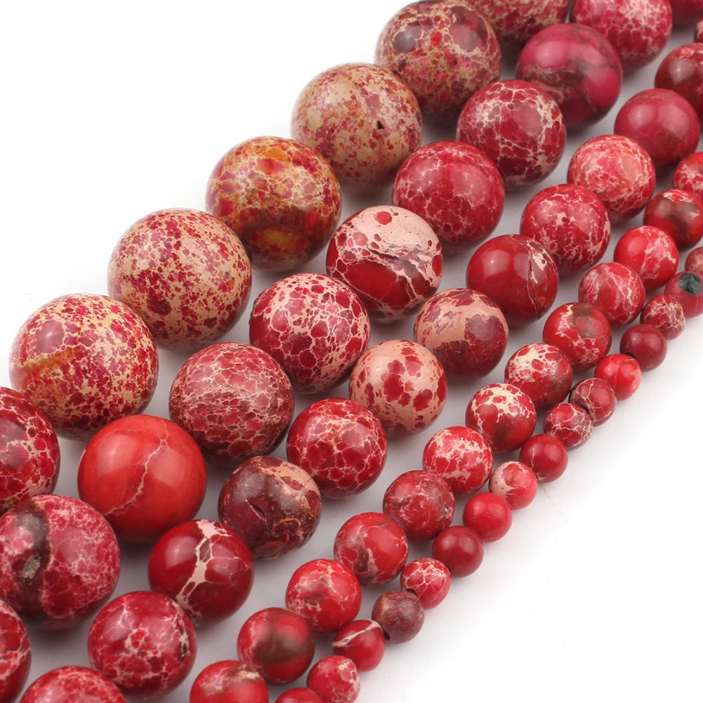 Round Stone Loose Beads for Jewelry Making – 15" Strand 4–12mm
