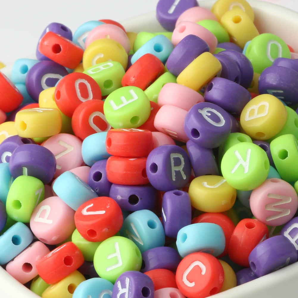 Pink Acrylic Letter Beads – Alphabet Spacer Beads for DIY Jewelry