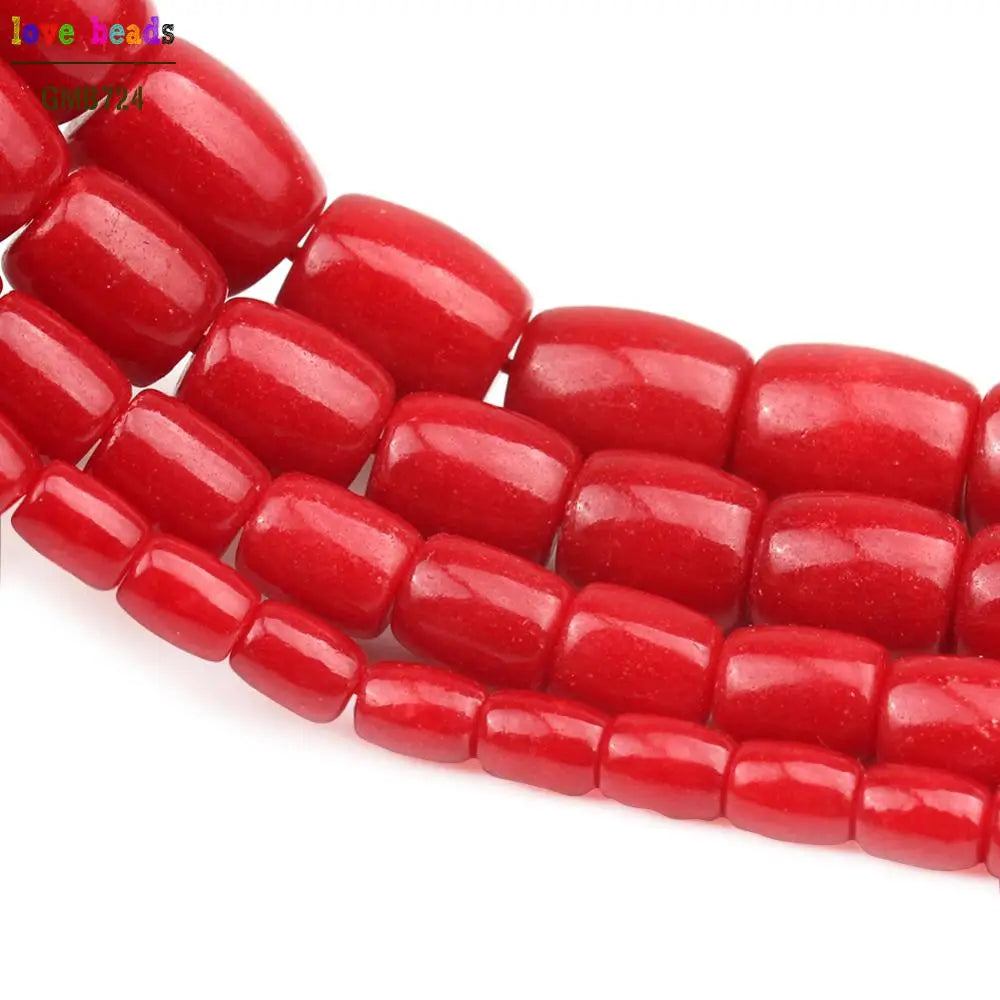 Red Coral Drum Beads for DIY Jewelry – 4 Sizes, 15" Strand