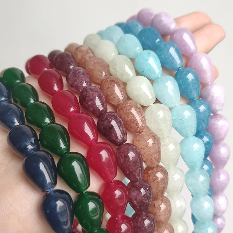 Waterdrop Natural Stone Beads – Jade Angelite Amazonite DIY