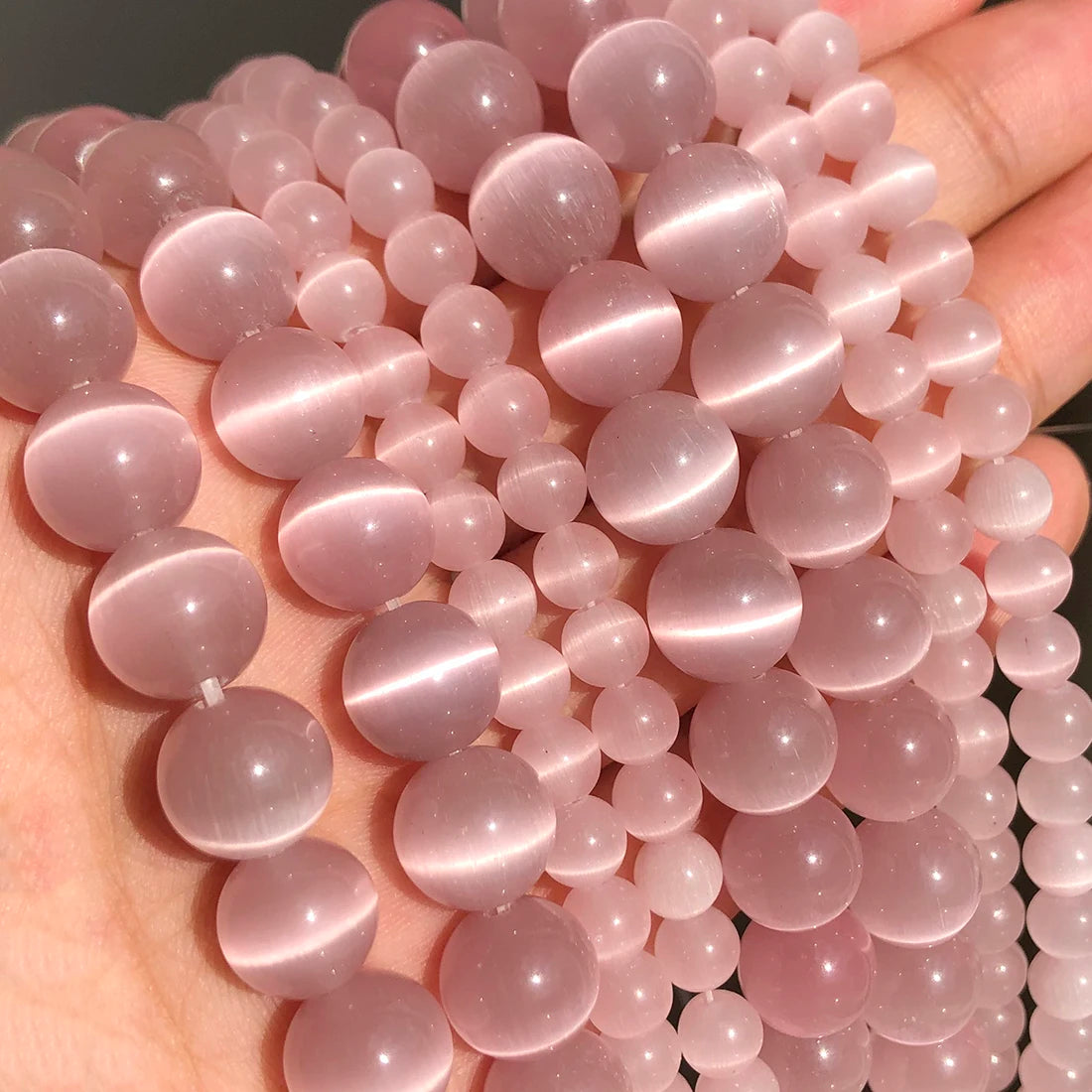 White Cat Eye Opal Round Loose Beads 4–12mm | DIY Jewelry Strand