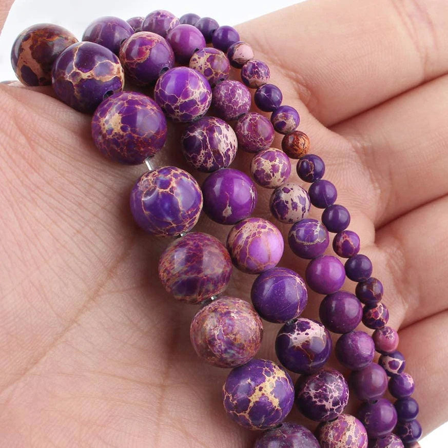 Round Stone Loose Beads for Jewelry Making – 15" Strand 4–12mm