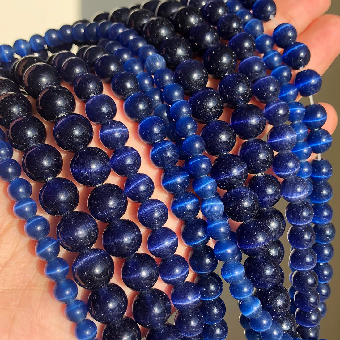 White Cat Eye Opal Round Loose Beads 4–12mm | DIY Jewelry Strand