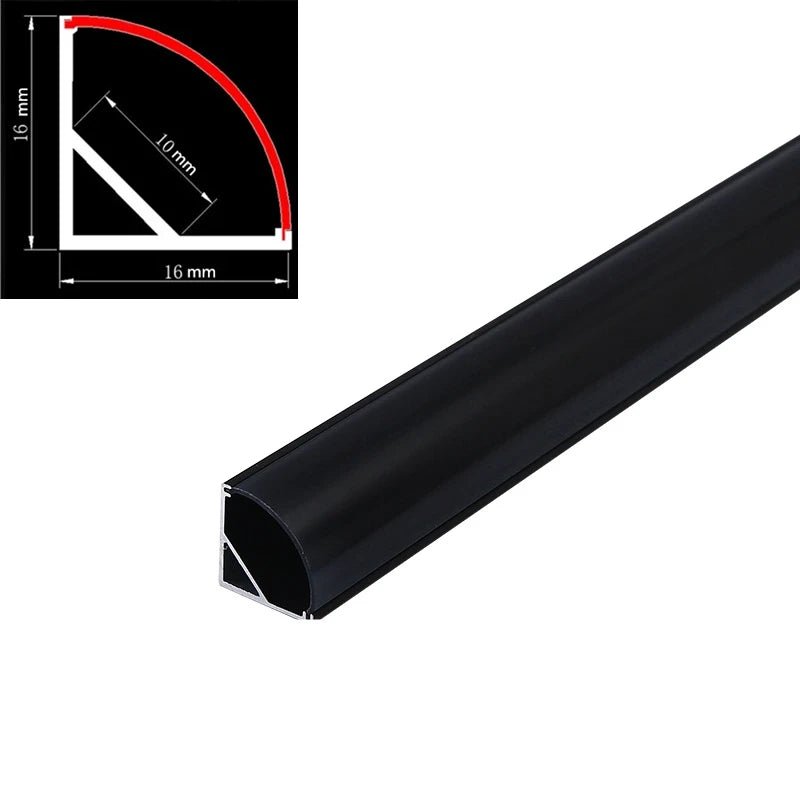 V-Type Black Aluminum LED Channel Profile 0.5m | Milky Cover