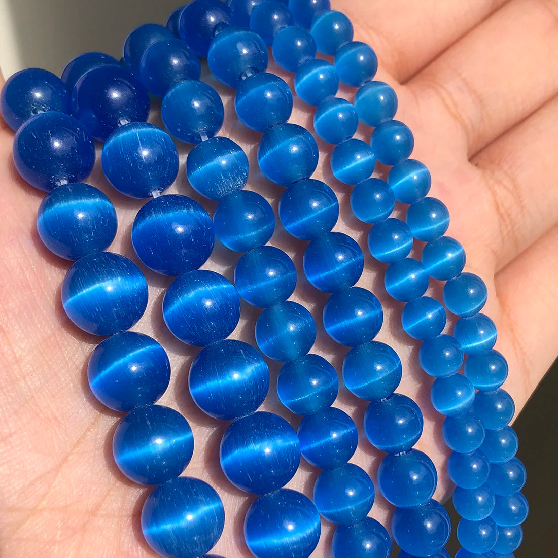 White Cat Eye Opal Round Loose Beads 4–12mm | DIY Jewelry Strand