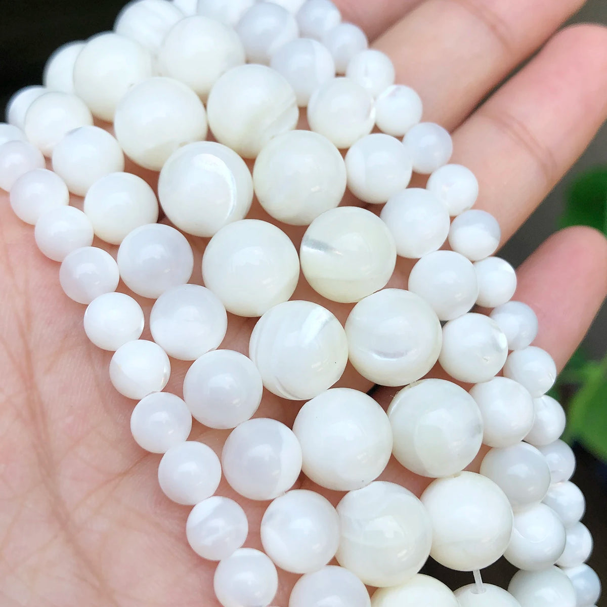 White Mother of Pearl Shell Beads Round Spacer 6–12mm DIY