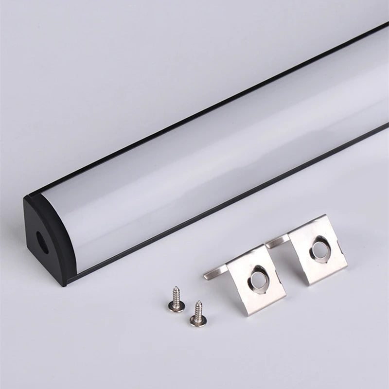 V-Type Black Aluminum LED Channel Profile 0.5m | Milky Cover