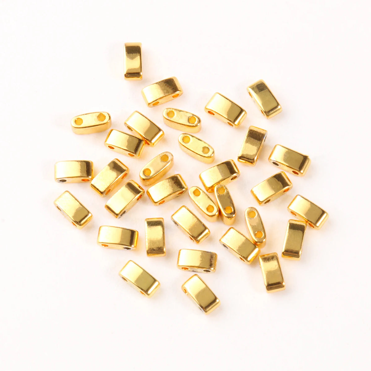 Rectangular Hematite Two-Hole Spacer Beads – Gold & Silver DIY