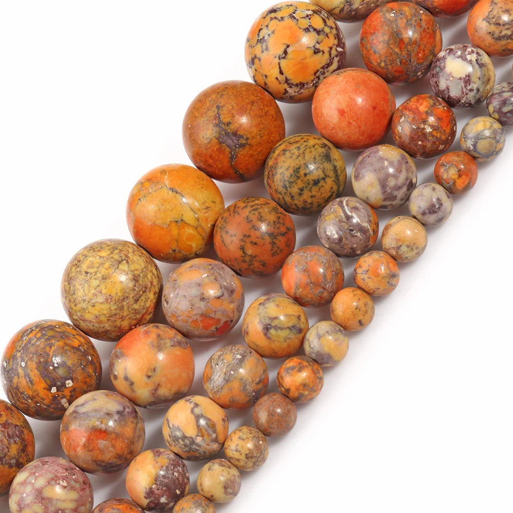 Round Stone Loose Beads for Jewelry Making – 15" Strand 4–12mm