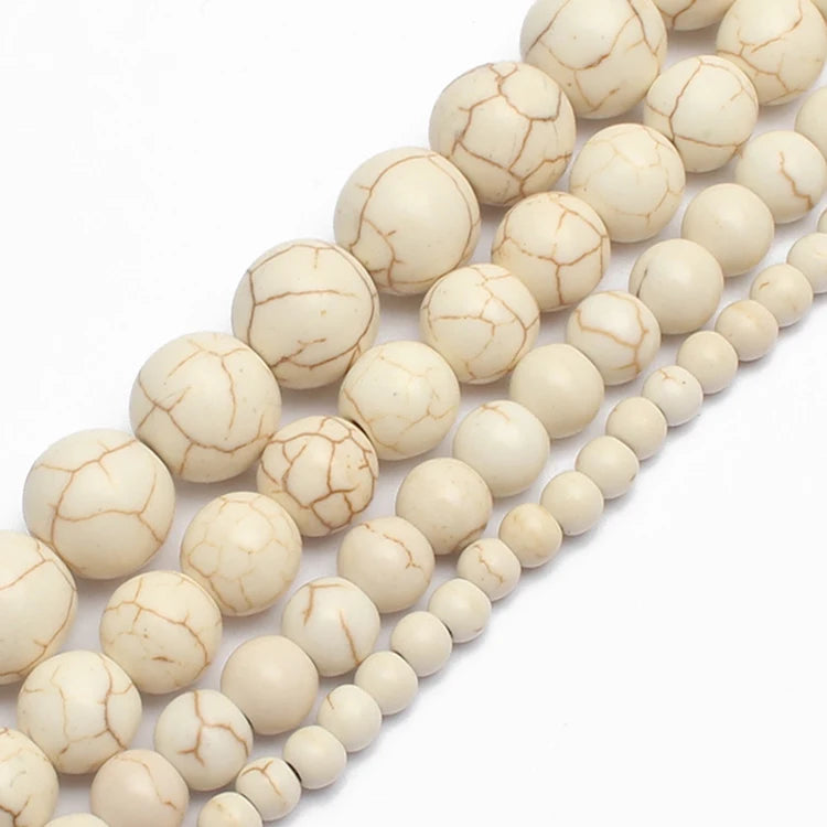 Round Stone Loose Beads for Jewelry Making – 15" Strand 4–12mm