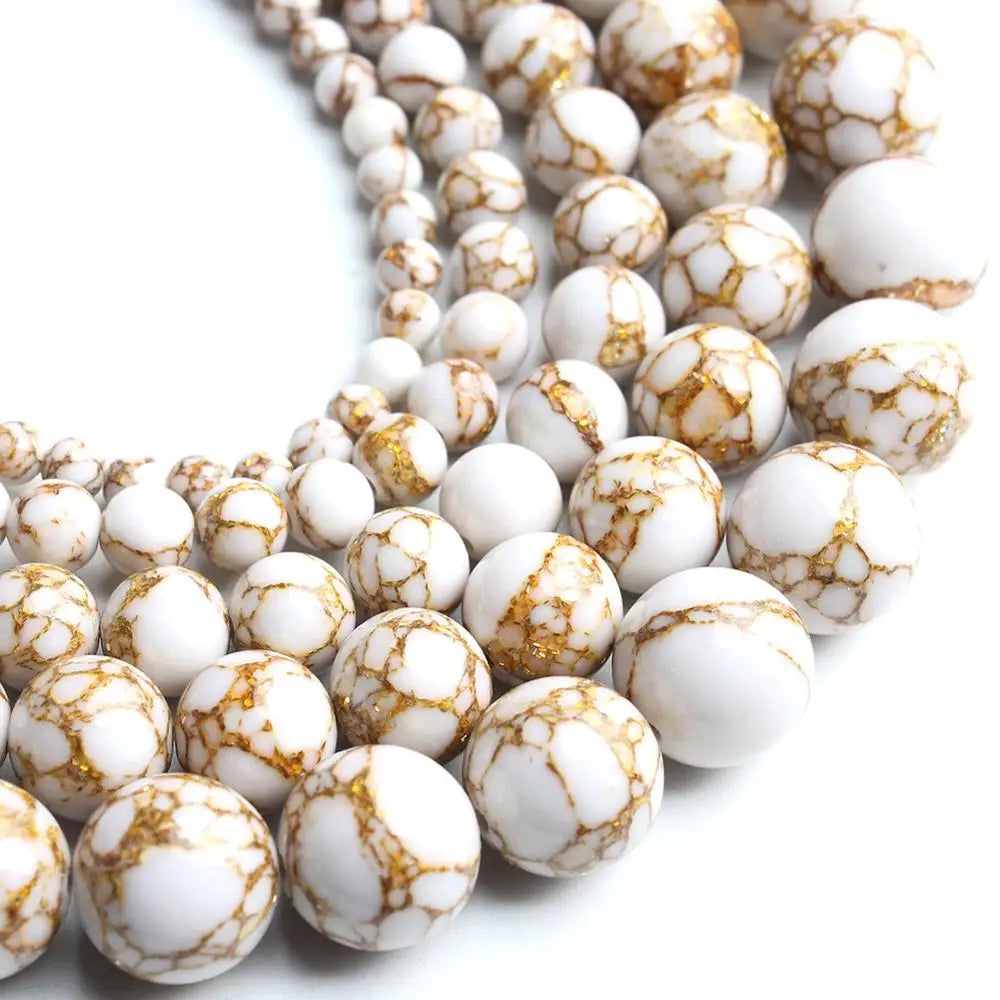 Shell Howlite Round Spacer Beads – DIY Jewelry Making 15"