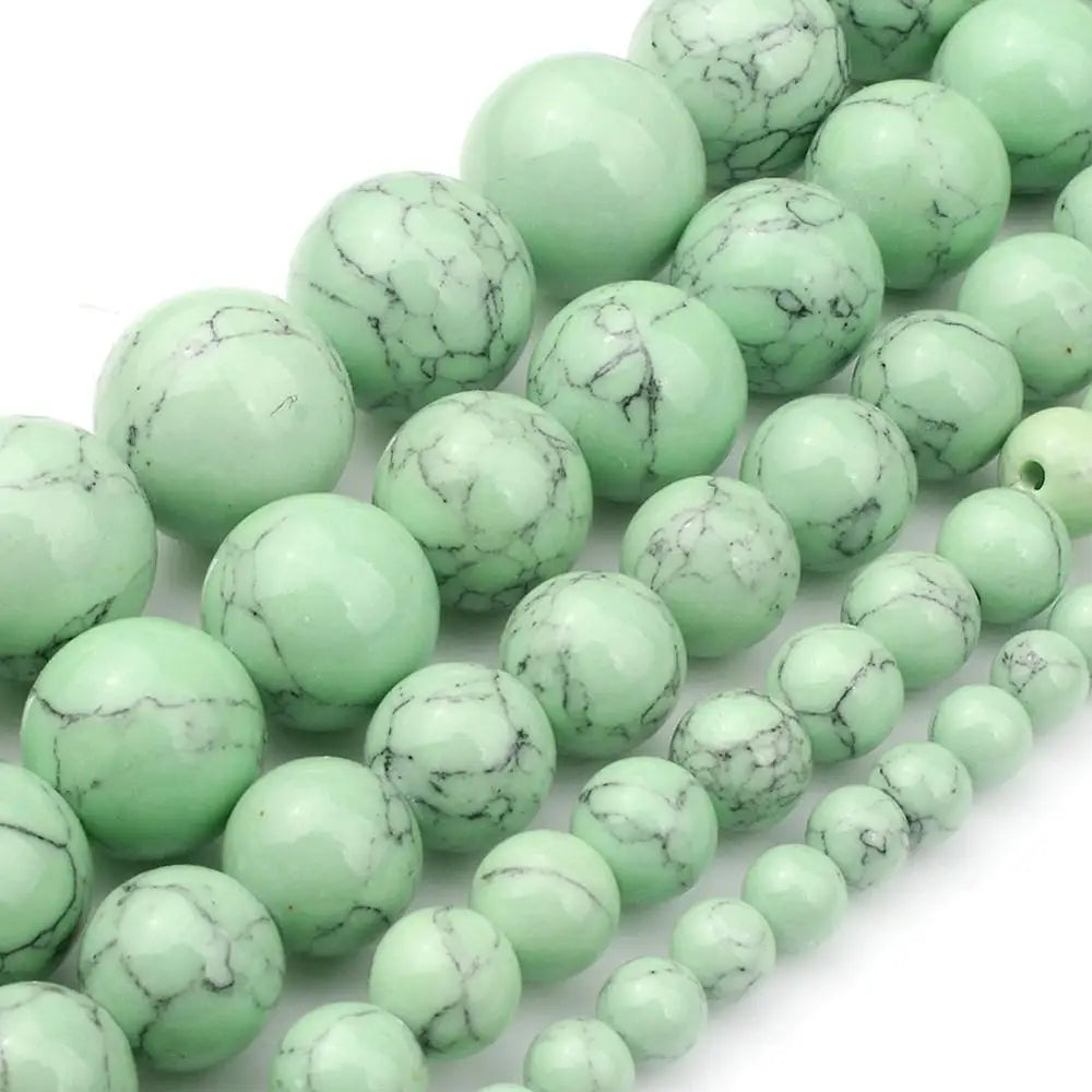 Round Stone Loose Beads for Jewelry Making – 15" Strand 4–12mm