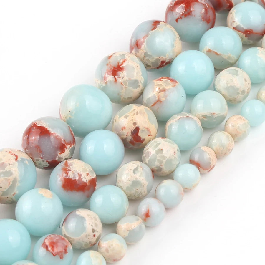 Round Stone Loose Beads for Jewelry Making – 15" Strand 4–12mm