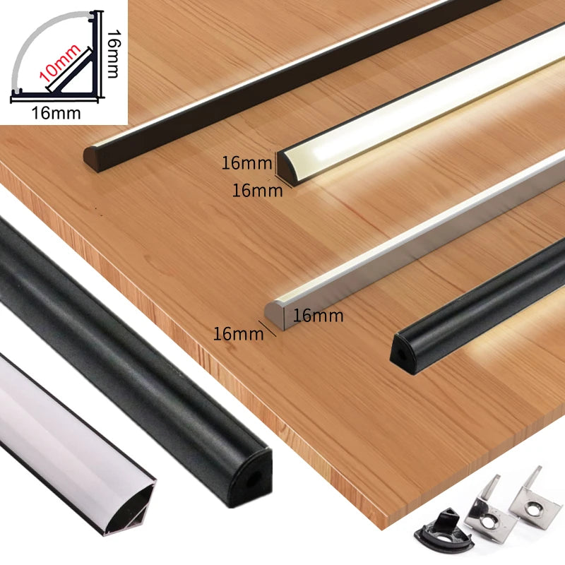 V-Type Black Aluminum LED Channel Profile 0.5m | Milky Cover