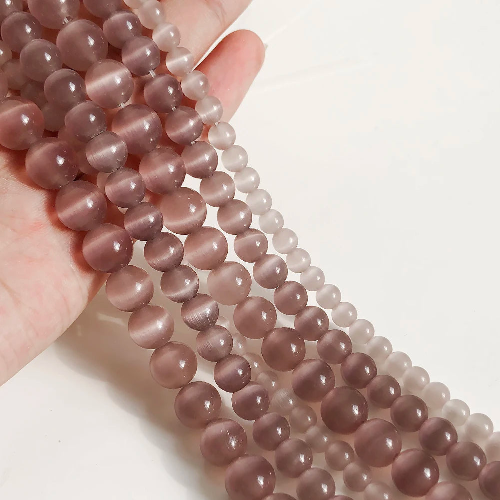 Pink Cat Eye Opal Glass Beads 4–12mm | DIY Jewelry Making