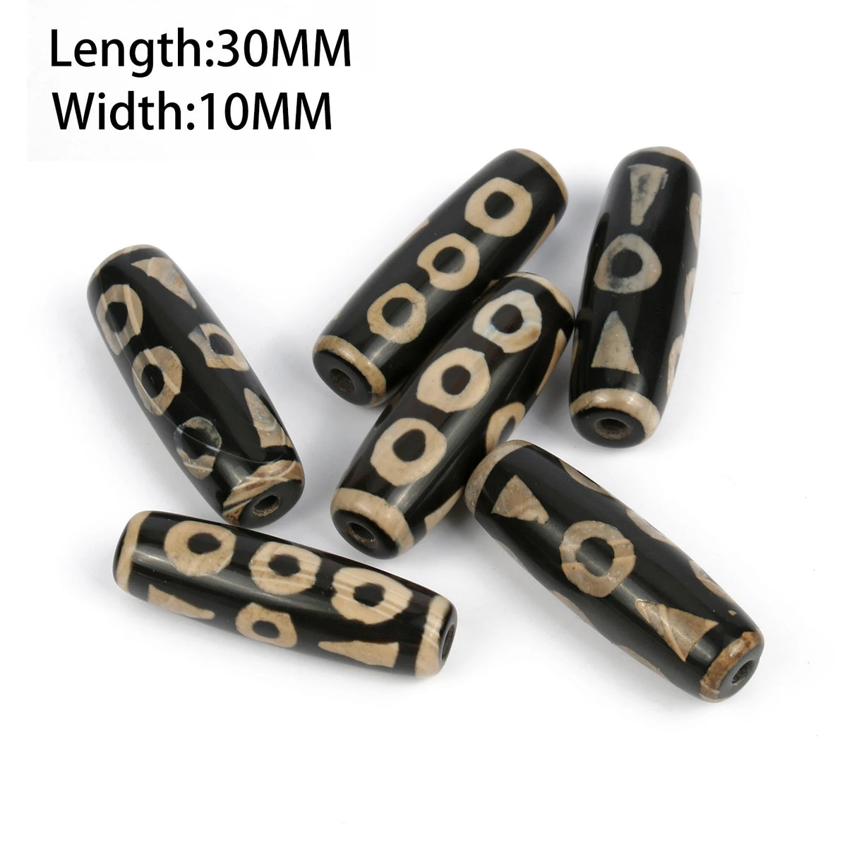 Tibetan Dzi 3-Eye Agate Oval Beads – DIY Bracelet Necklace 8x12mm