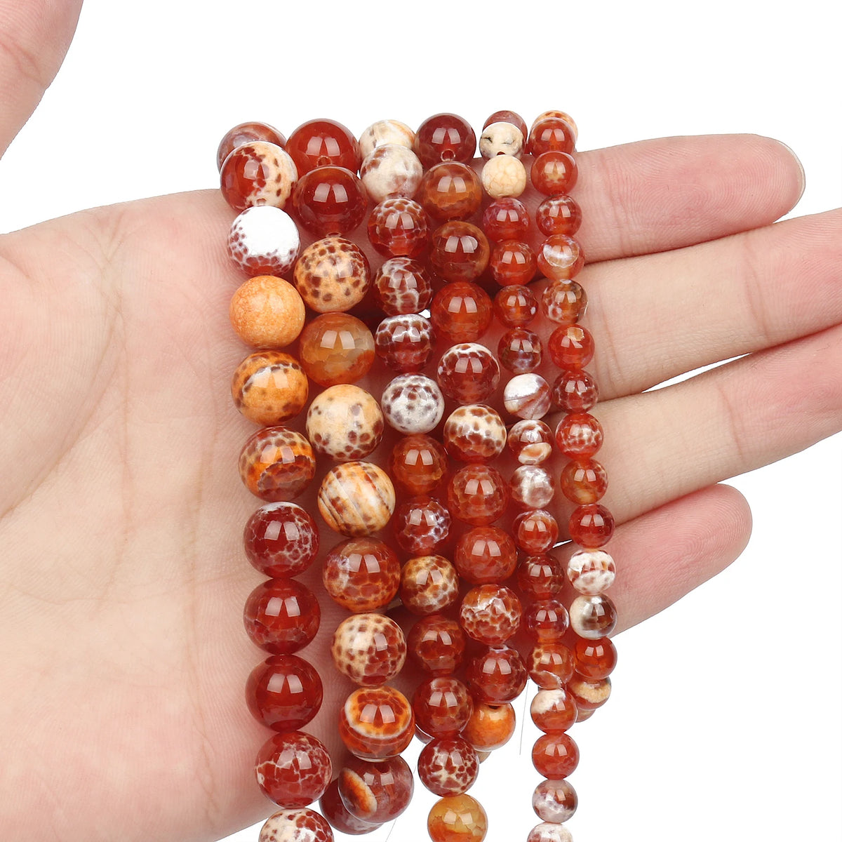 Red Fire Agate Stone Beads 6/8/10mm – DIY Jewelry Making