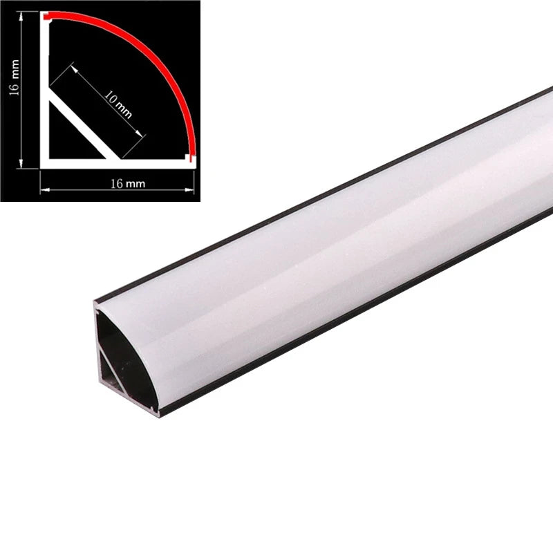 V-Type Black Aluminum LED Channel Profile 0.5m | Milky Cover