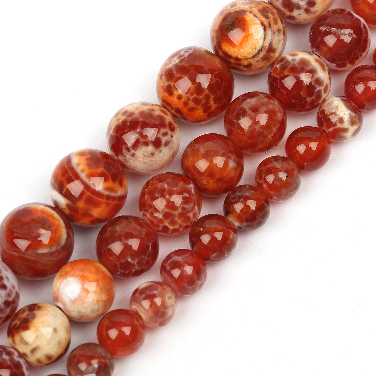 Red Fire Agate Stone Beads 6/8/10mm – DIY Jewelry Making