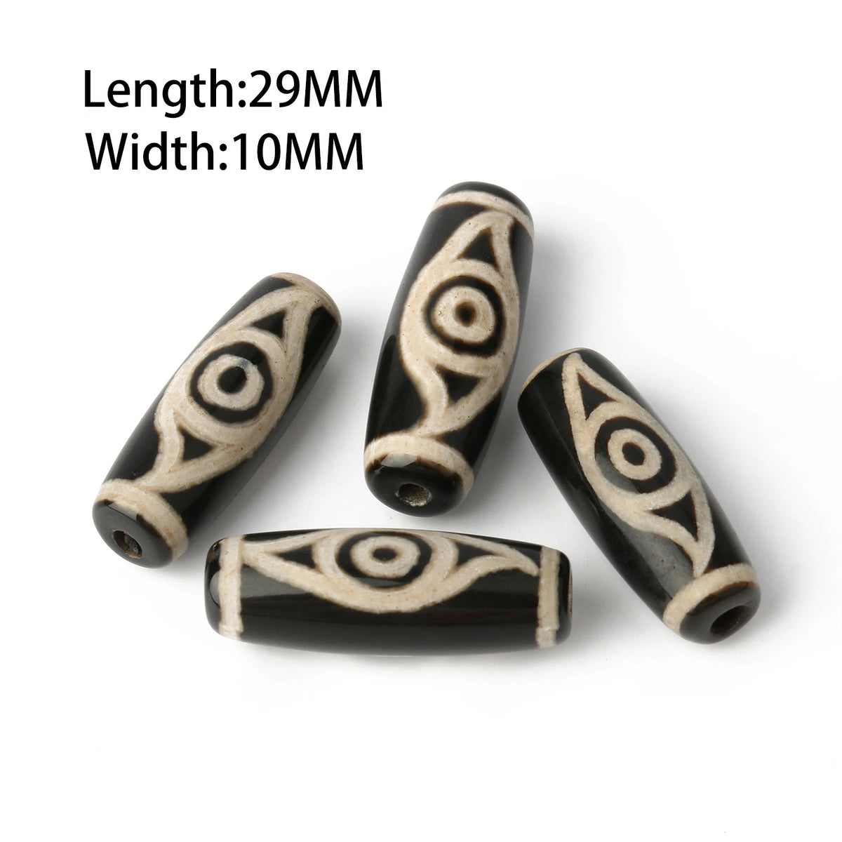 Tibetan Dzi 3-Eye Agate Oval Beads – DIY Bracelet Necklace 8x12mm