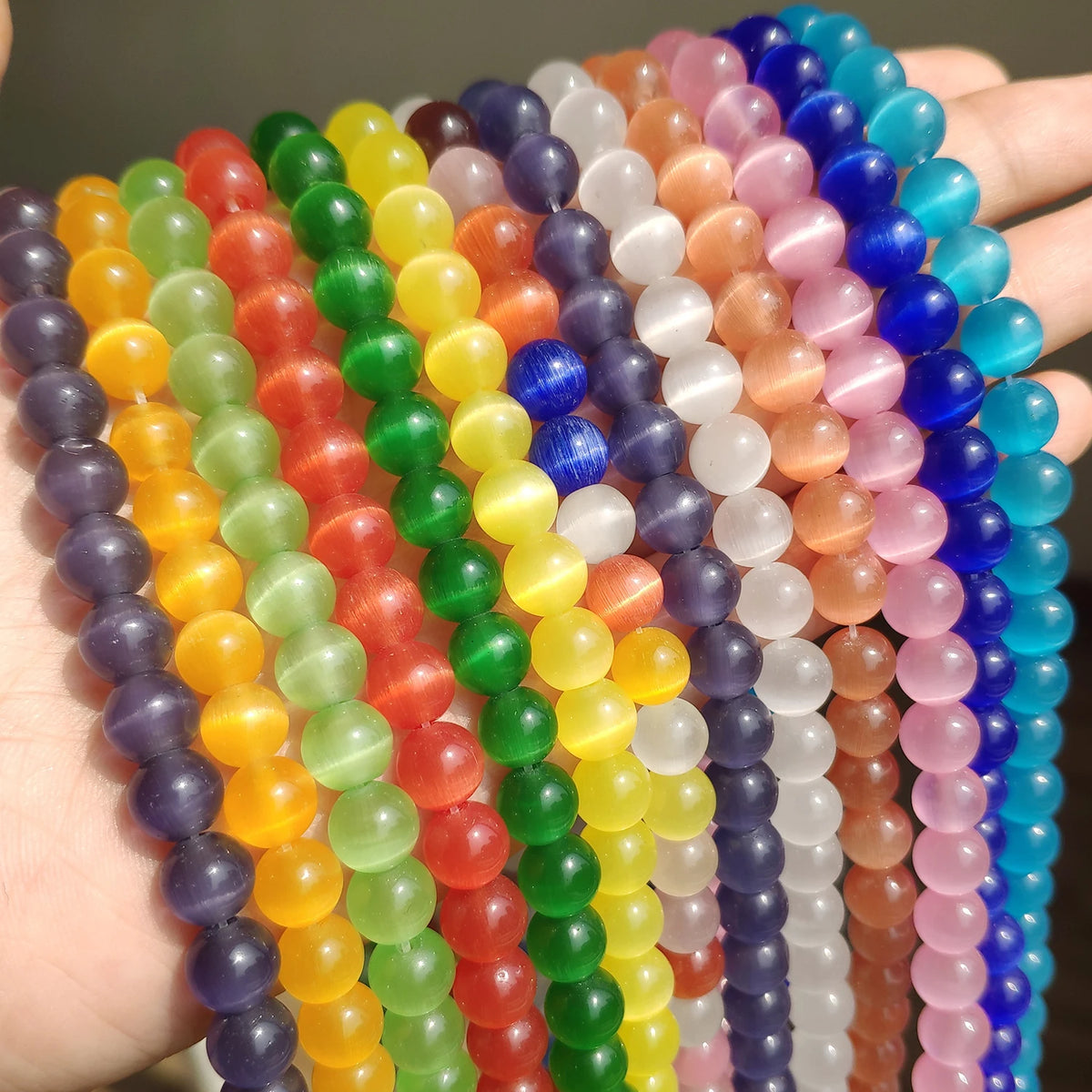 Pink Cat Eye Opal Glass Beads 4–12mm | DIY Jewelry Making