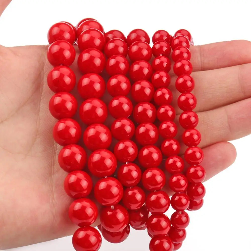 Red Coral Jade Round Beads 4–12mm | DIY Jewelry Making