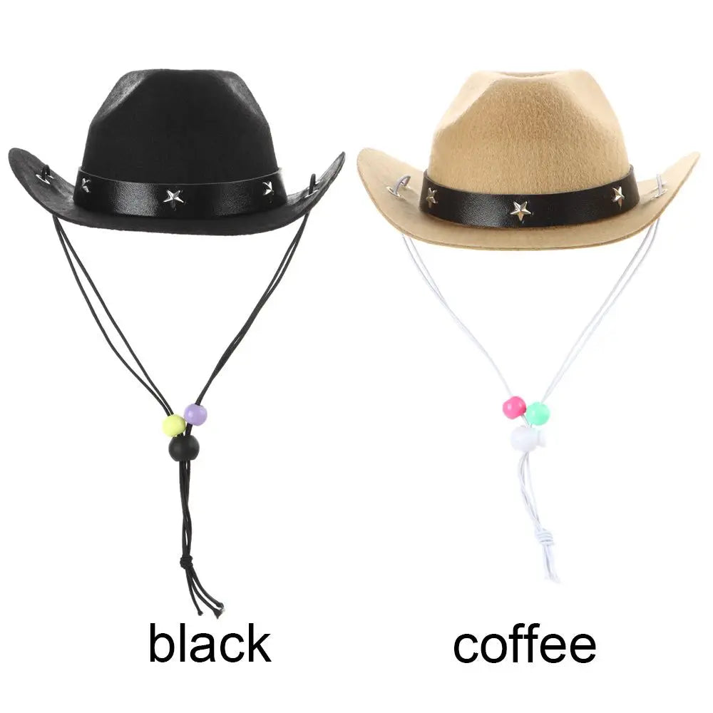 Pet Cowboy Hat – Dog & Cat Photo Prop Cap | Coffee & Black