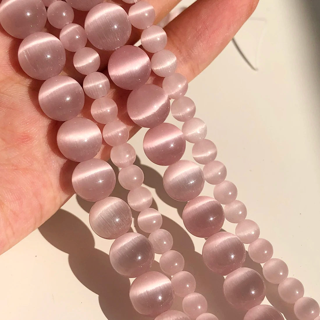 Pink Cat Eye Opal Glass Beads 4–12mm | DIY Jewelry Making