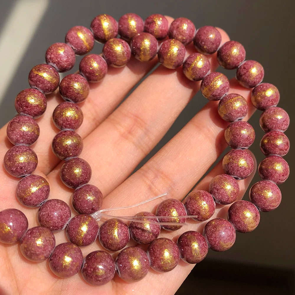 White Howlite Gold Plated Round Beads – 15" Strand 4–12mm