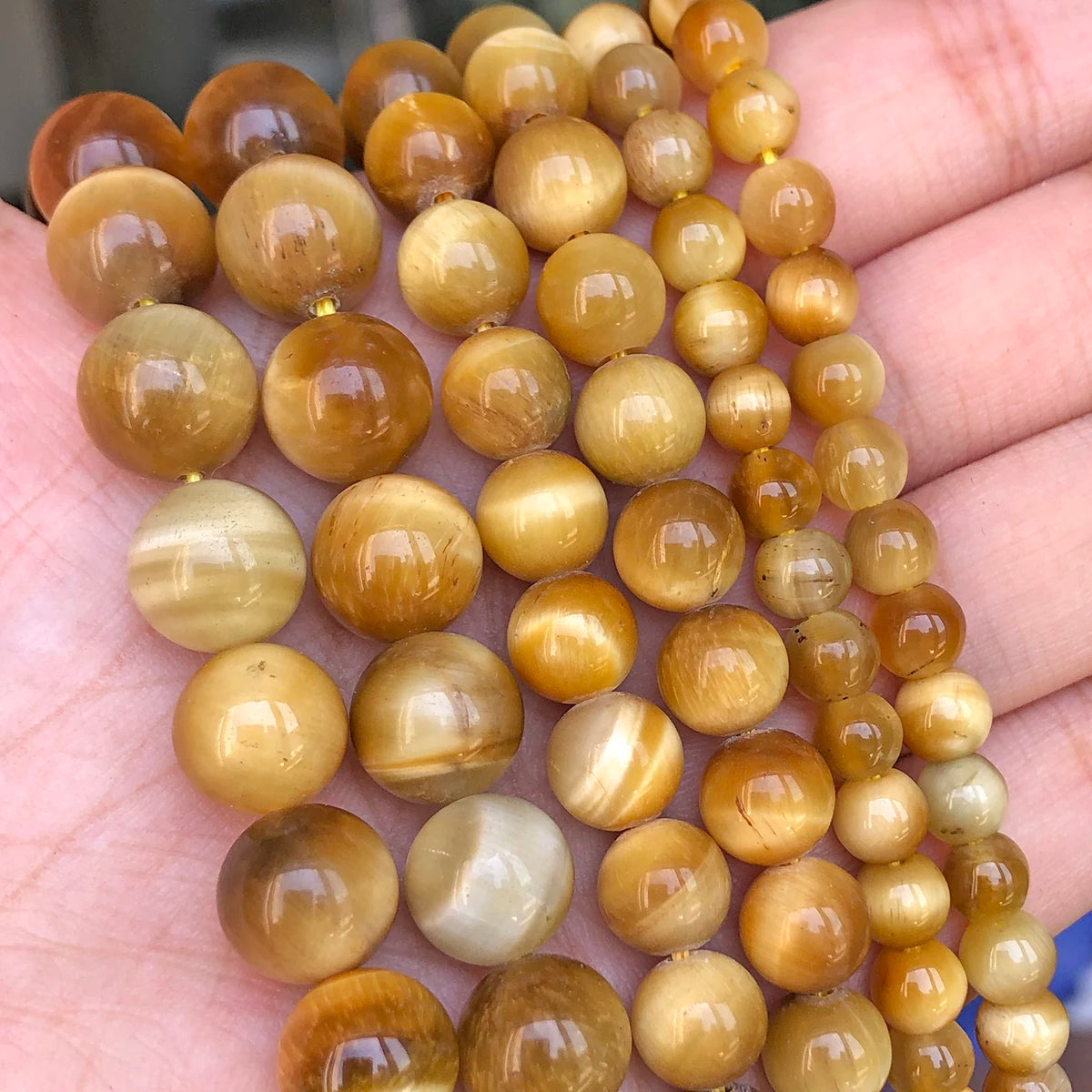 Yellow Tiger Eye Round Stone Beads – 4–14mm Jewelry Making
