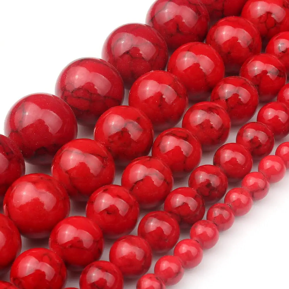Round Stone Loose Beads for Jewelry Making – 15" Strand 4–12mm
