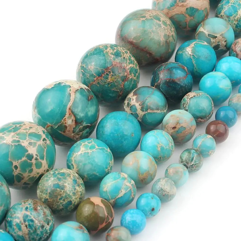 Round Stone Loose Beads for Jewelry Making – 15" Strand 4–12mm
