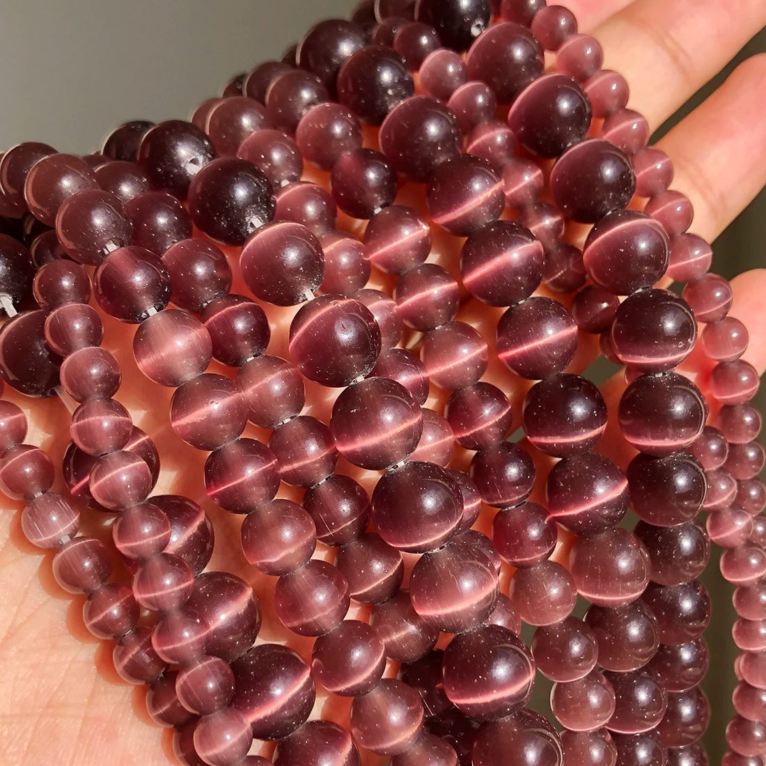 White Cat Eye Opal Round Loose Beads 4–12mm | DIY Jewelry Strand