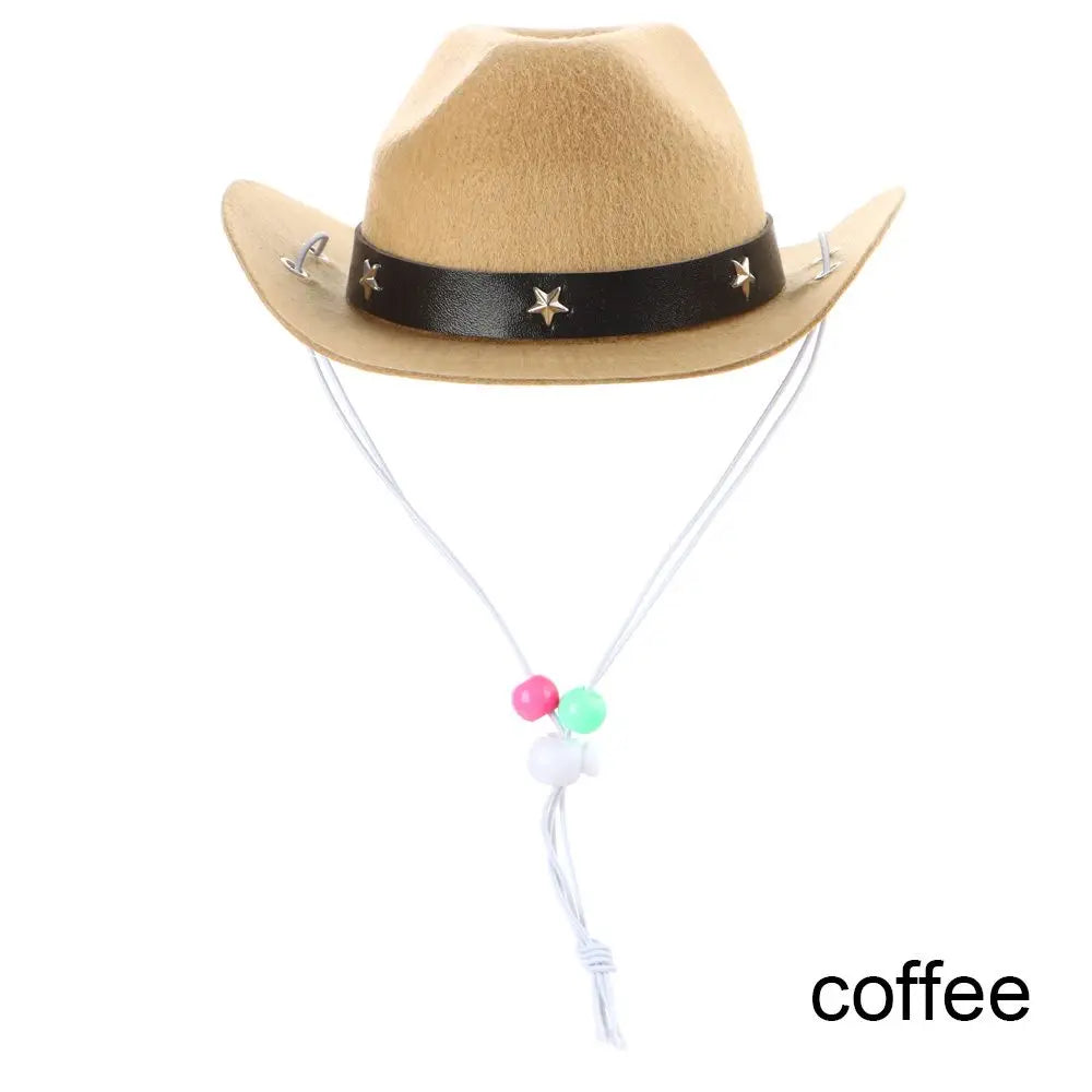 Pet Cowboy Hat – Dog & Cat Photo Prop Cap | Coffee & Black