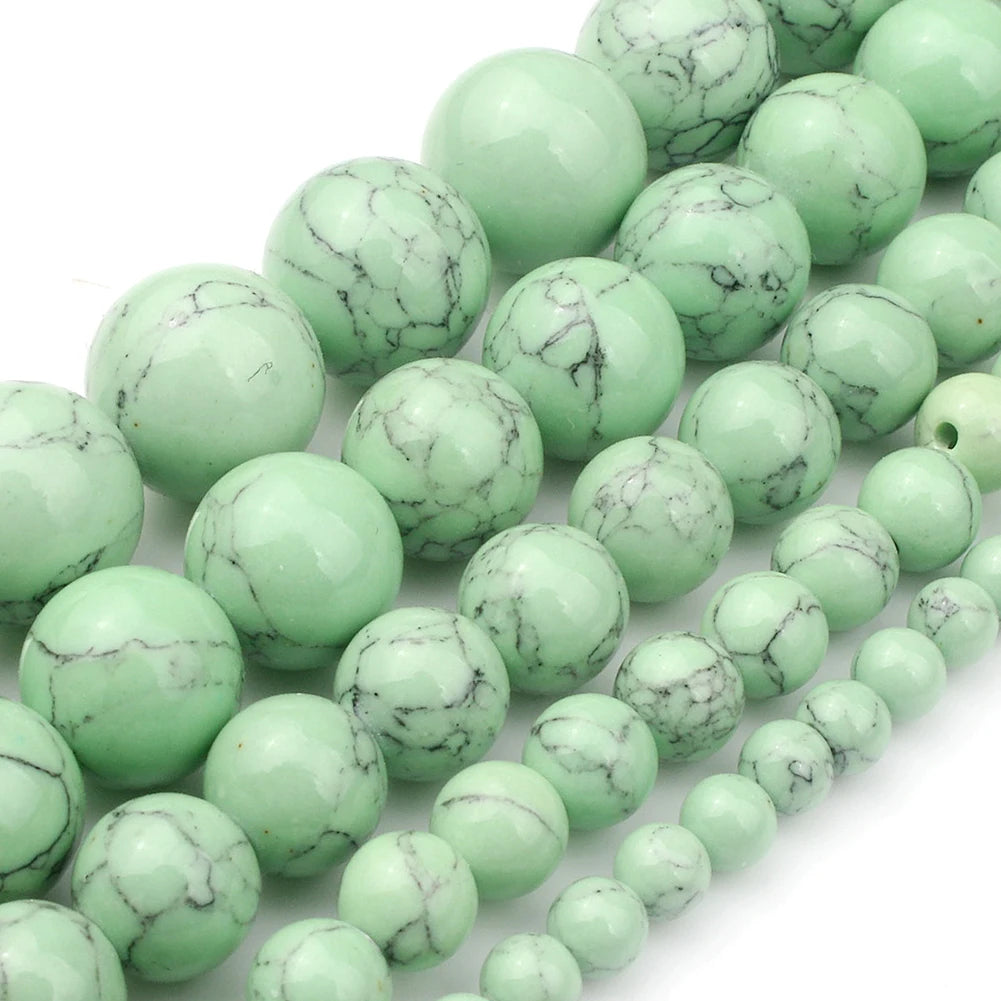 White Howlite Round Beads 4–12mm | 15" Strand Jewelry Making