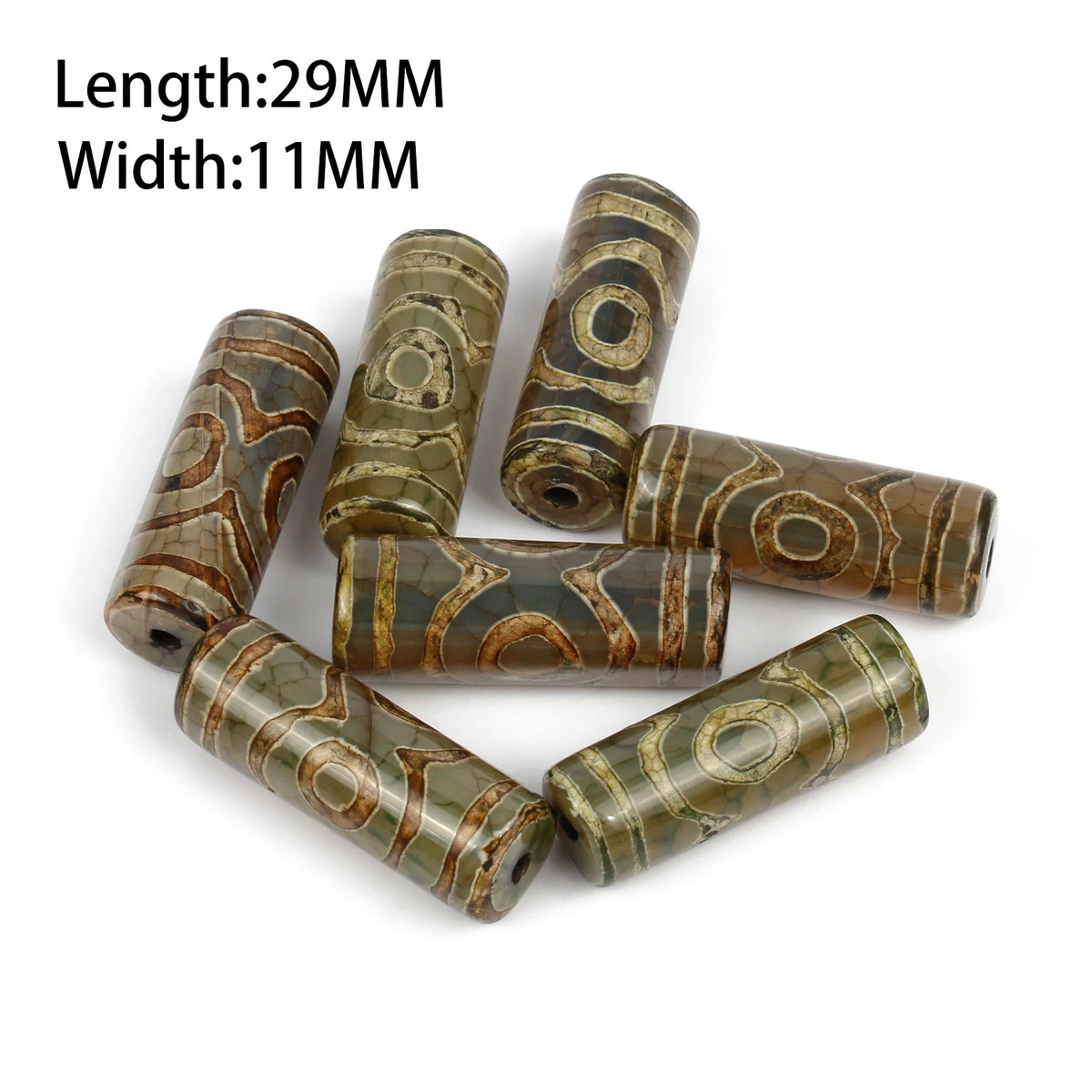 Tibetan Dzi 3-Eye Agate Oval Beads – DIY Bracelet Necklace 8x12mm