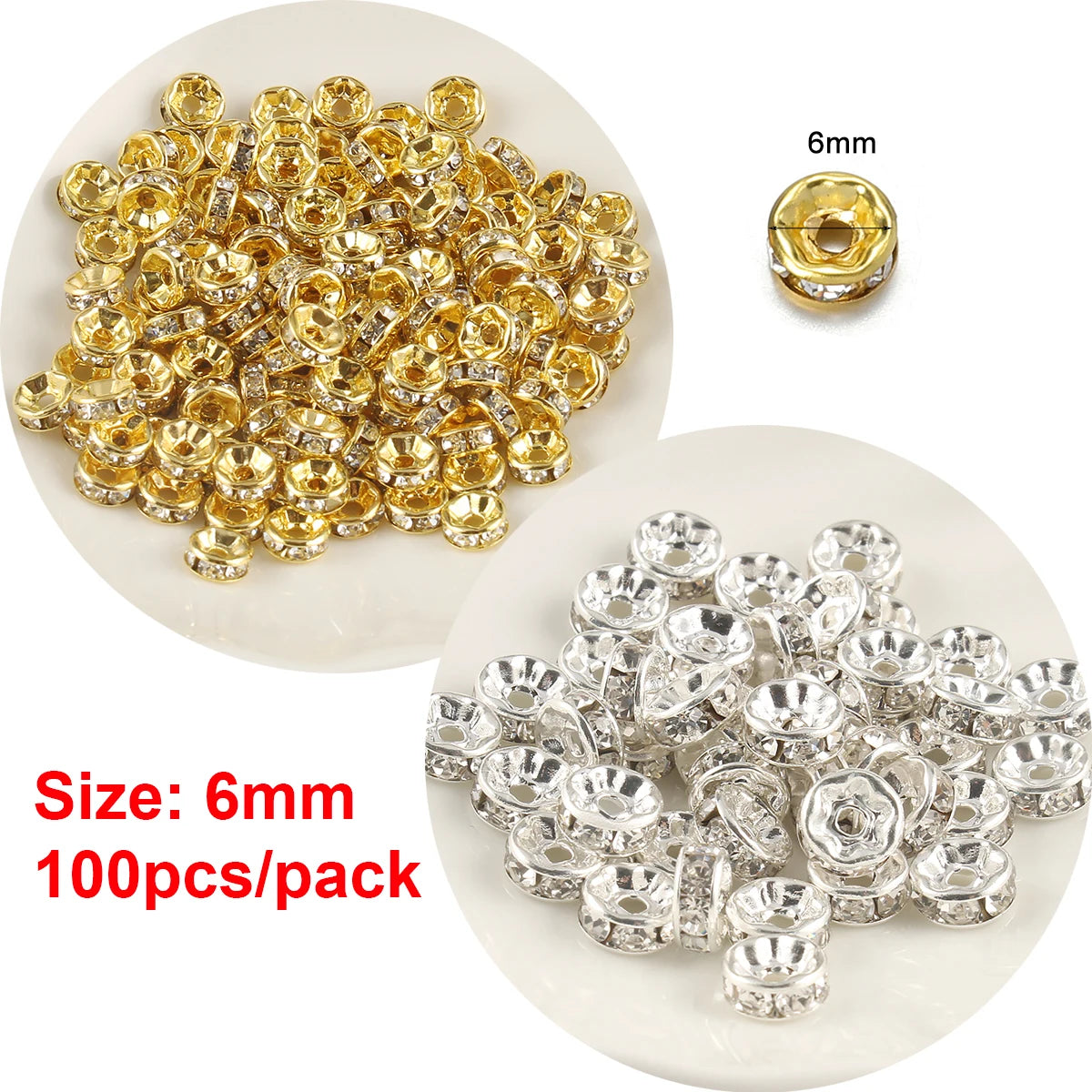Metal Rhinestone Rondelle Spacer Beads – DIY Jewelry Making