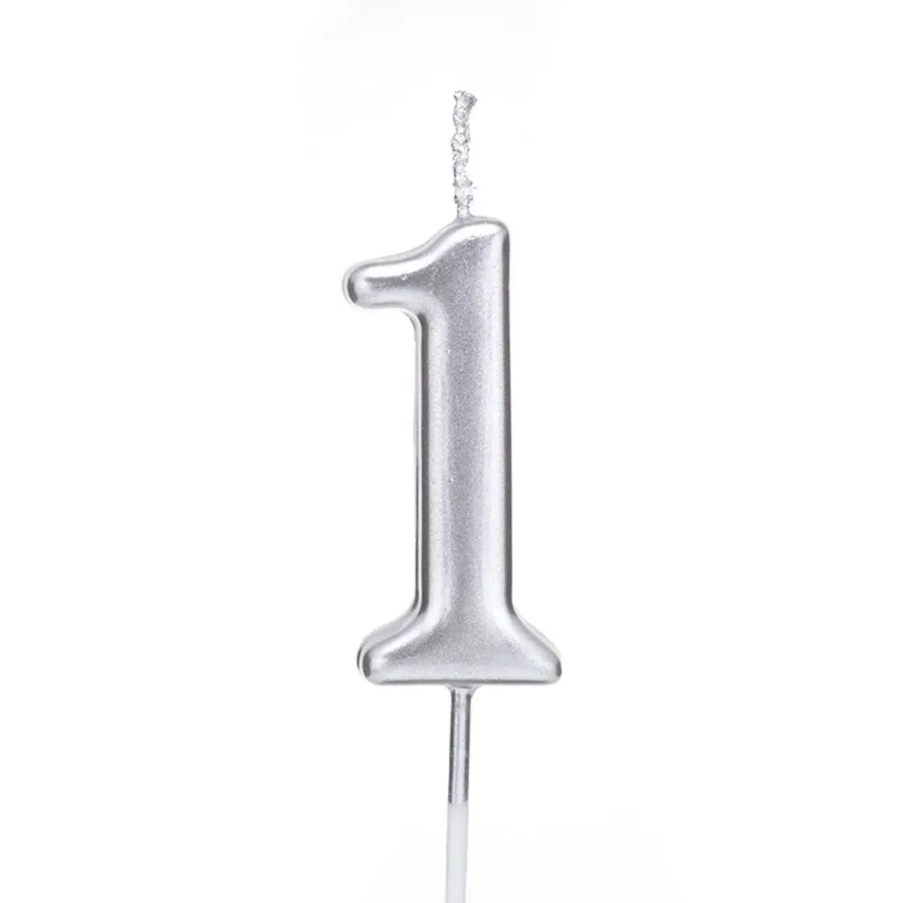 Silver Number Birthday Candle – Cake & Cupcake Topper