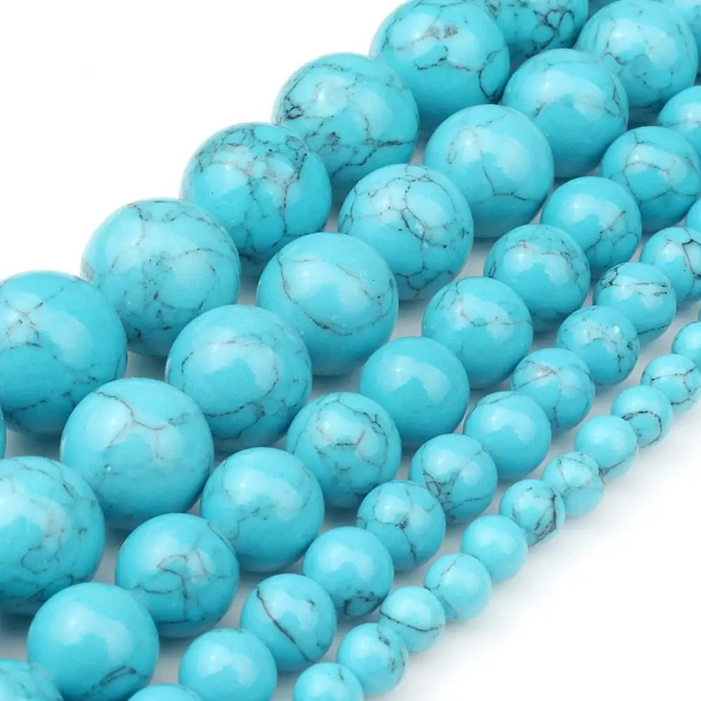 Round Stone Loose Beads for Jewelry Making – 15" Strand 4–12mm