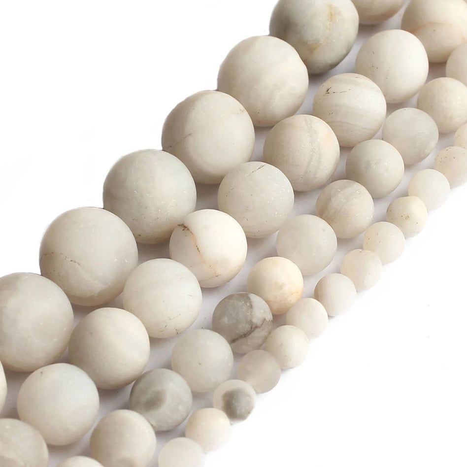 Round Stone Loose Beads for Jewelry Making – 15" Strand 4–12mm