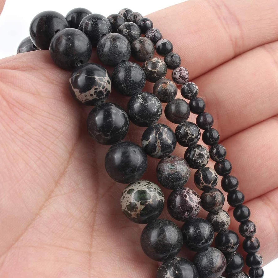 Round Stone Loose Beads for Jewelry Making – 15" Strand 4–12mm