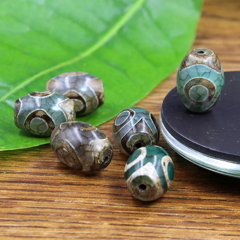 Tibetan Dzi 3-Eye Agate Oval Beads – DIY Bracelet Necklace 8x12mm