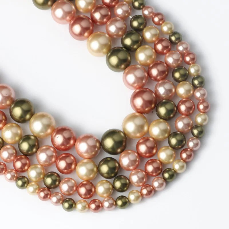 Shell Pearl Beads 15 Colors Round Spacer Beads for DIY Jewelry