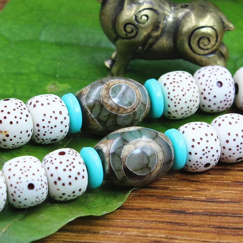 Tibetan Dzi 3-Eye Agate Oval Beads – DIY Bracelet Necklace 8x12mm