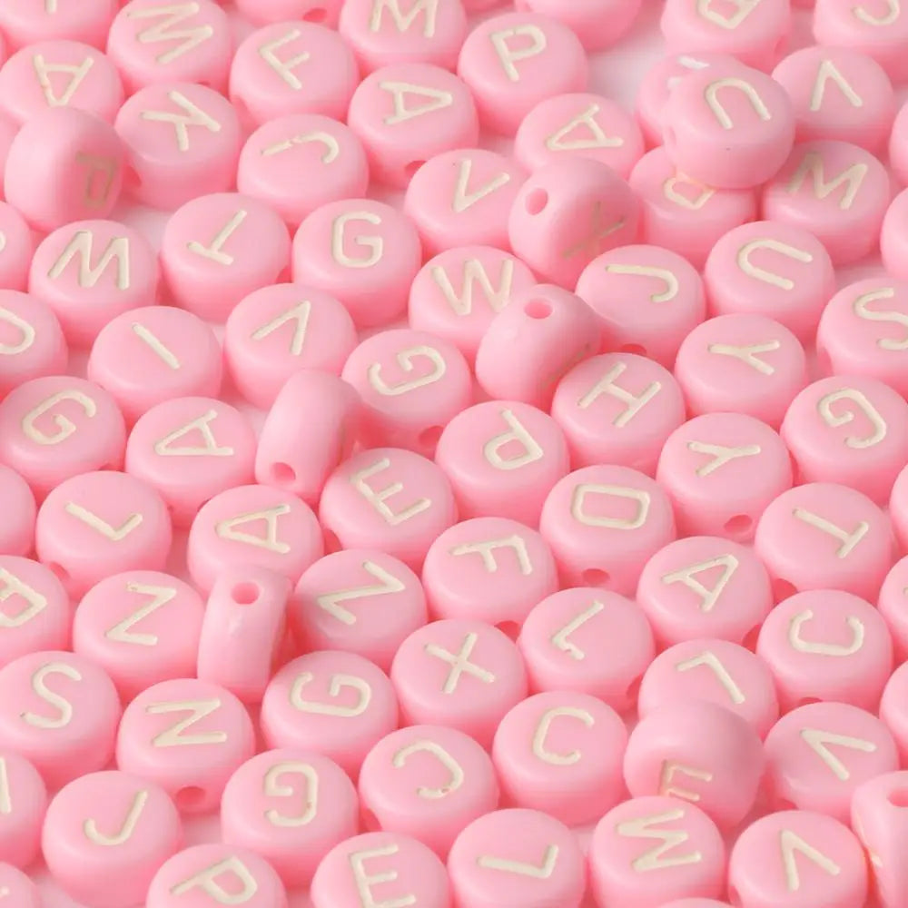 Pink Acrylic Letter Beads – Alphabet Spacer Beads for DIY Jewelry