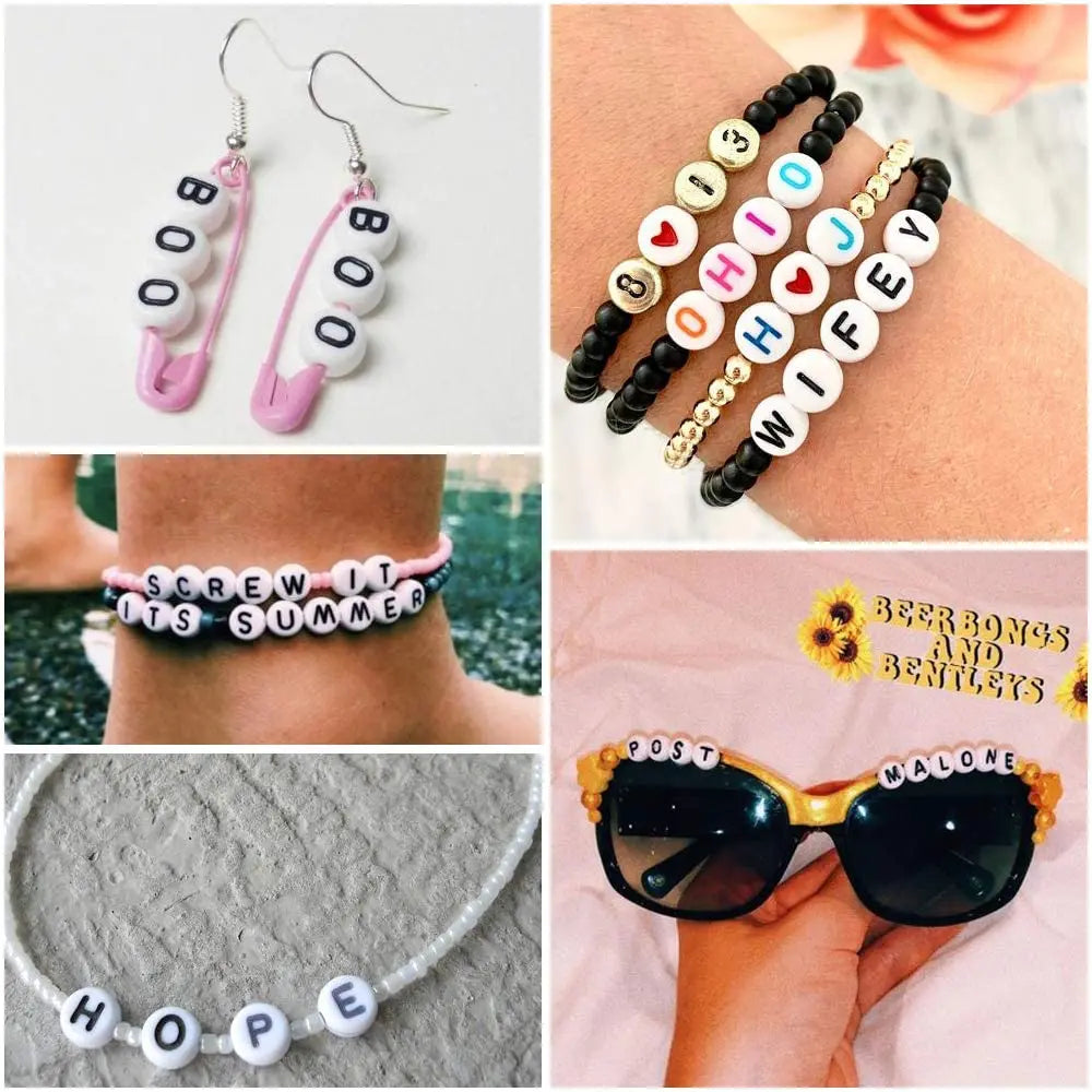 Pink Acrylic Letter Beads – Alphabet Spacer Beads for DIY Jewelry