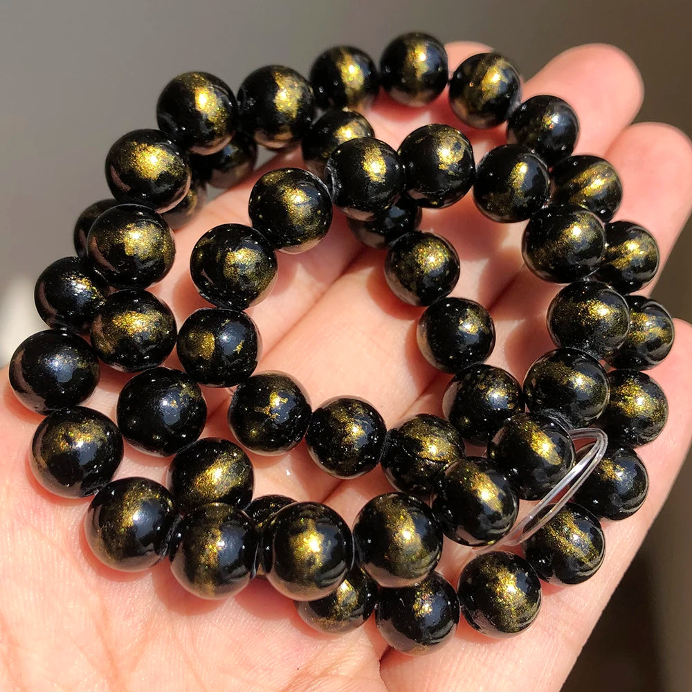 White Howlite Gold Plated Round Beads – 15" Strand 4–12mm